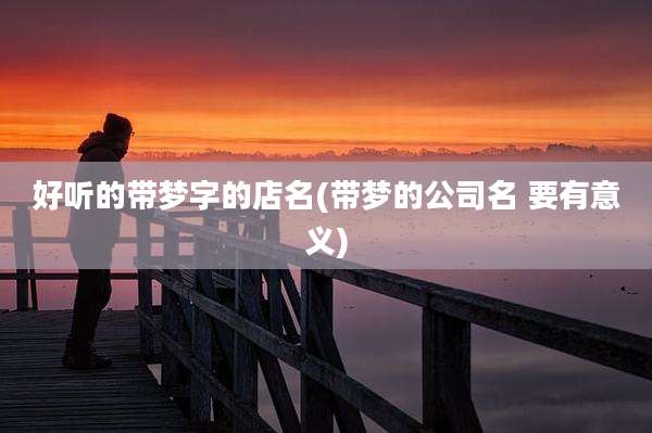 好听的带梦字的店名(带梦的公司名 要有意义)