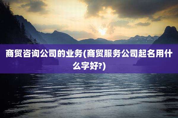 商贸咨询公司的业务(商贸服务公司起名用什么字好?)