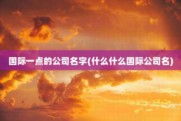 国际一点的公司名字(什么什么国际公司名)