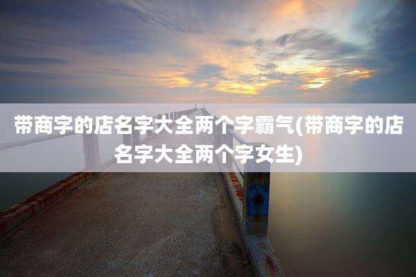 带商字的店名字大全两个字霸气(带商字的店名字大全两个字女生)