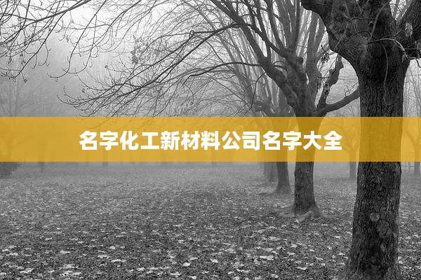 名字化工新材料公司名字大全