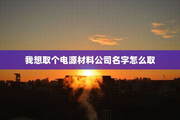 我想取个电源材料公司名字怎么取