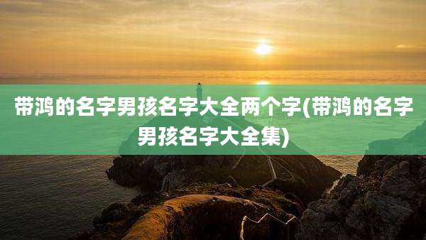 带鸿的名字男孩名字大全两个字(带鸿的名字男孩名字大全集)