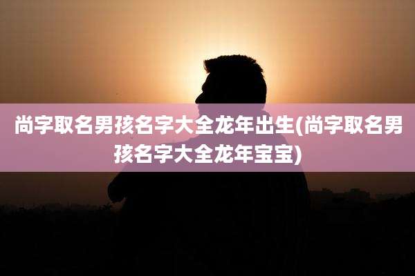尚字取名男孩名字大全龙年出生(尚字取名男孩名字大全龙年宝宝)
