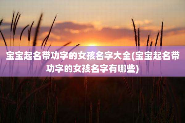 宝宝起名带功字的女孩名字大全(宝宝起名带功字的女孩名字有哪些)