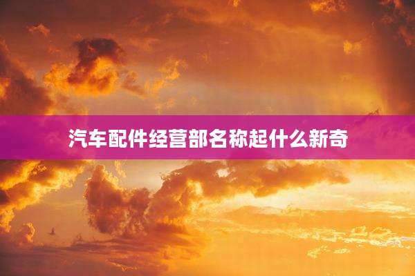 汽车配件经营部名称起什么新奇