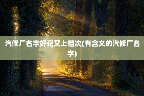 汽修厂名字好记又上档次(有含义的汽修厂名字)
