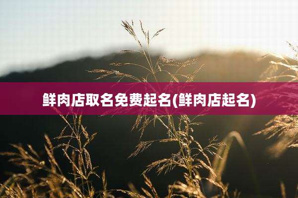 鲜肉店取名免费起名(鲜肉店起名)
