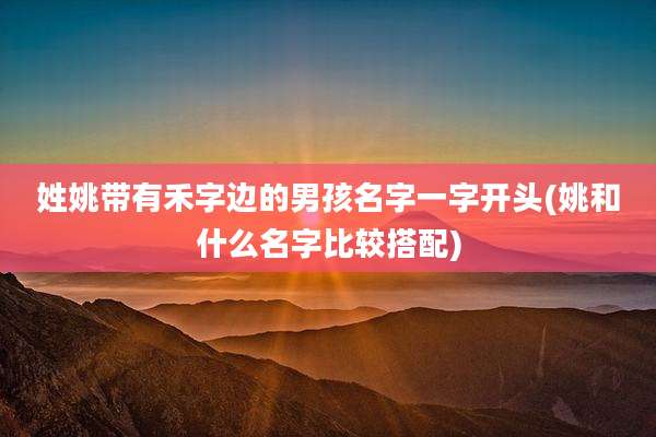 姓姚带有禾字边的男孩名字一字开头(姚和什么名字比较搭配)