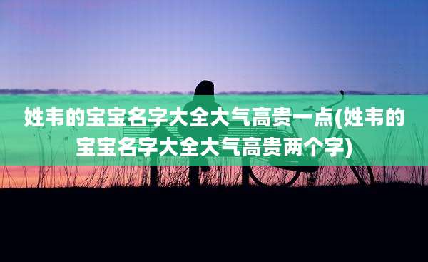 姓韦的宝宝名字大全大气高贵一点(姓韦的宝宝名字大全大气高贵两个字)