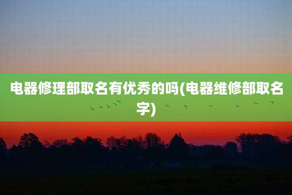 电器修理部取名有优秀的吗(电器维修部取名字)