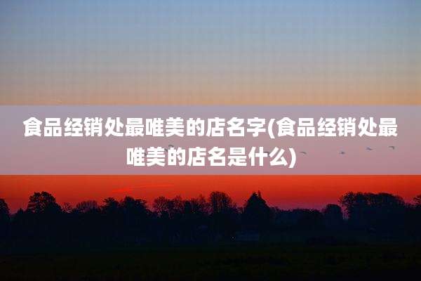 食品经销处最唯美的店名字(食品经销处最唯美的店名是什么)