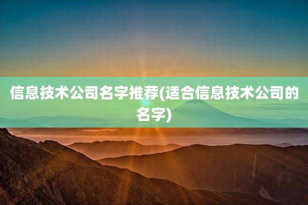 信息技术公司名字推荐(适合信息技术公司的名字)