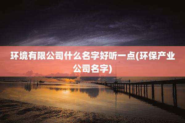 环境有限公司什么名字好听一点(环保产业公司名字)