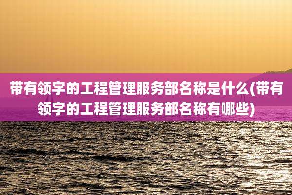 带有领字的工程管理服务部名称是什么(带有领字的工程管理服务部名称有哪些)