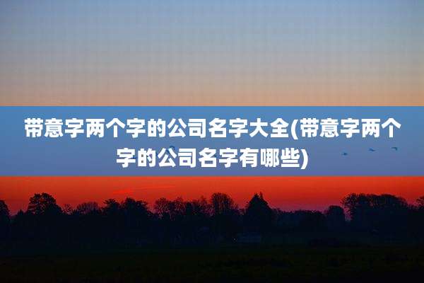 带意字两个字的公司名字大全(带意字两个字的公司名字有哪些)
