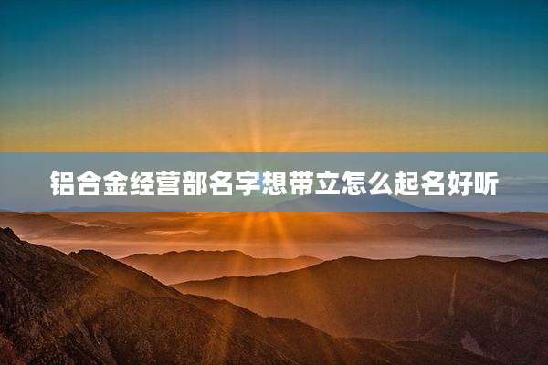 铝合金经营部名字想带立怎么起名好听
