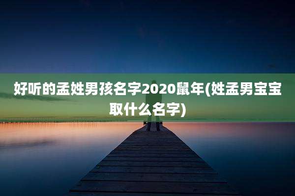 好听的孟姓男孩名字2020鼠年(姓孟男宝宝取什么名字)