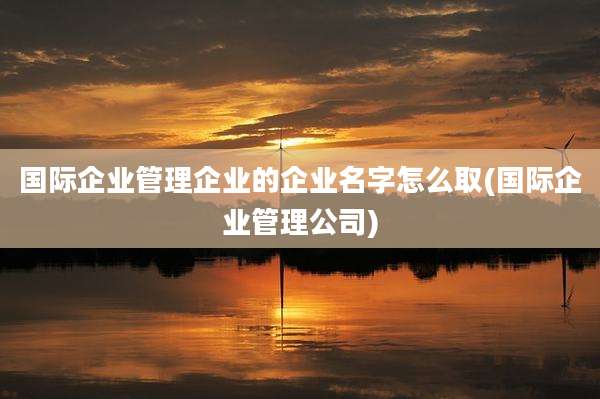 国际企业管理企业的企业名字怎么取(国际企业管理公司)