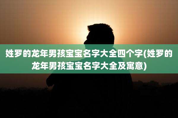 姓罗的龙年男孩宝宝名字大全四个字(姓罗的龙年男孩宝宝名字大全及寓意)