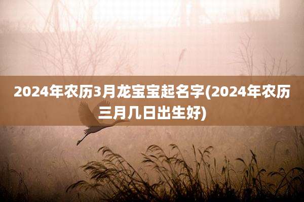 2024年农历3月龙宝宝起名字(2024年农历三月几日出生好)