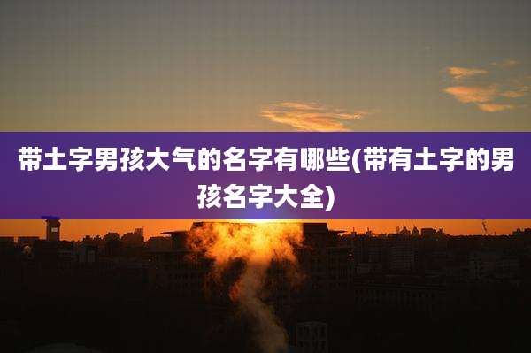 带土字男孩大气的名字有哪些(带有土字的男孩名字大全)