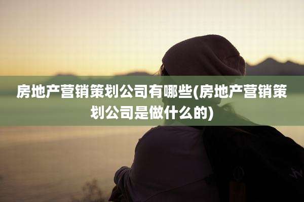 房地产营销策划公司有哪些(房地产营销策划公司是做什么的)