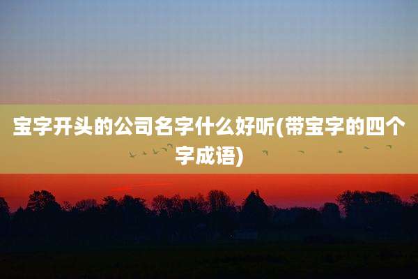 宝字开头的公司名字什么好听(带宝字的四个字成语)