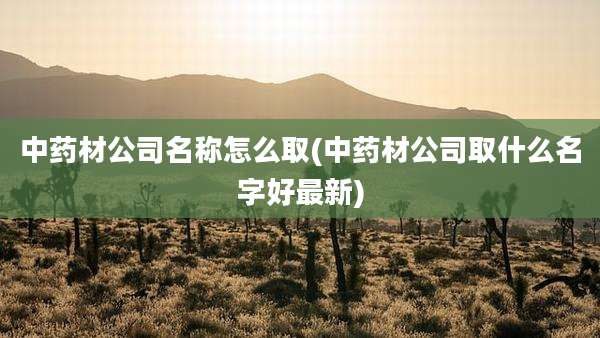 中药材公司名称怎么取(中药材公司取什么名字好最新)