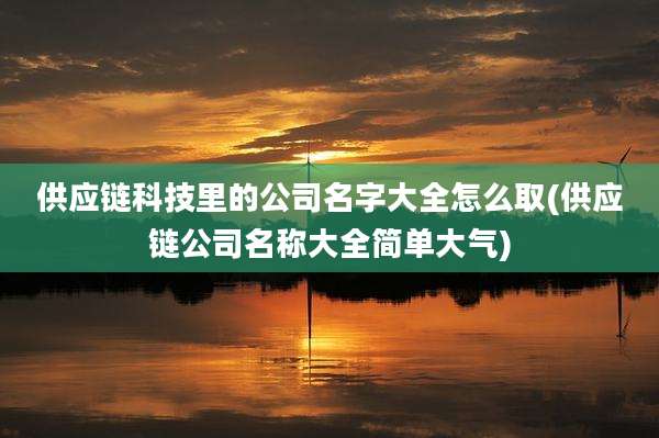 供应链科技里的公司名字大全怎么取(供应链公司名称大全简单大气)