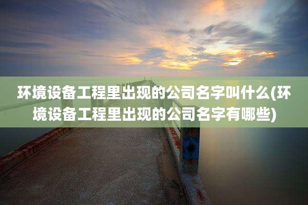 环境设备工程里出现的公司名字叫什么(环境设备工程里出现的公司名字有哪些)