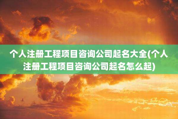 个人注册工程项目咨询公司起名大全(个人注册工程项目咨询公司起名怎么起)