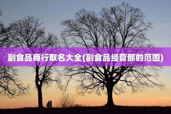 副食品商行取名大全(副食品经营部的范围)