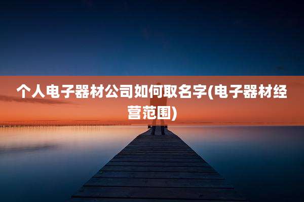 个人电子器材公司如何取名字(电子器材经营范围)