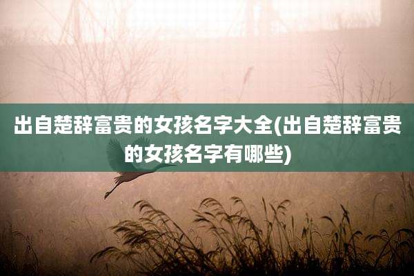 出自楚辞富贵的女孩名字大全(出自楚辞富贵的女孩名字有哪些)