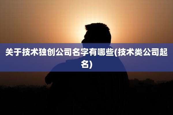 关于技术独创公司名字有哪些(技术类公司起名)