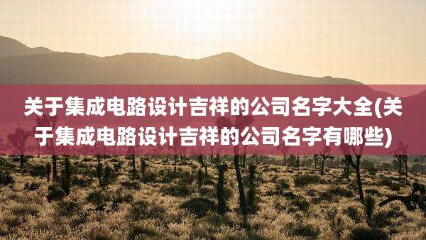 关于集成电路设计吉祥的公司名字大全(关于集成电路设计吉祥的公司名字有哪些)