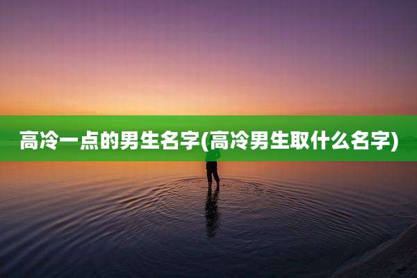 高冷一点的男生名字(高冷男生取什么名字)