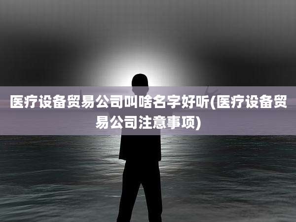 医疗设备贸易公司叫啥名字好听(医疗设备贸易公司注意事项)