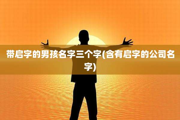 带启字的男孩名字三个字(含有启字的公司名字)