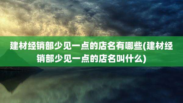 建材经销部少见一点的店名有哪些(建材经销部少见一点的店名叫什么)