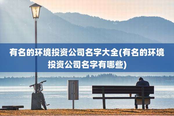 有名的环境投资公司名字大全(有名的环境投资公司名字有哪些)