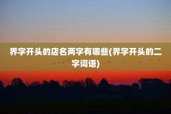 界字开头的店名两字有哪些(界字开头的二字词语)