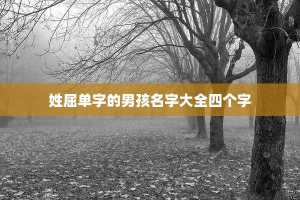 姓屈单字的男孩名字大全四个字