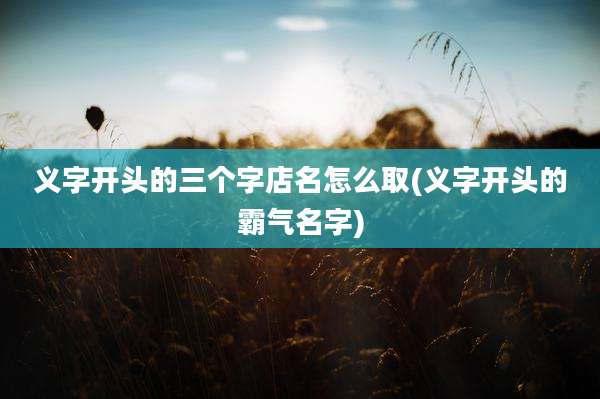 义字开头的三个字店名怎么取(义字开头的霸气名字)