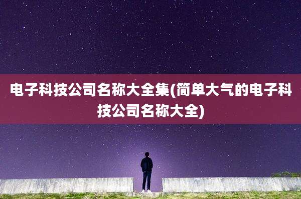 电子科技公司名称大全集(简单大气的电子科技公司名称大全)