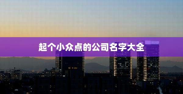 起个小众点的公司名字大全