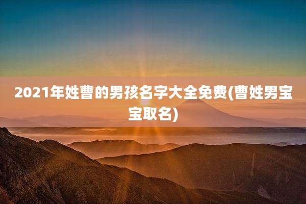 2021年姓曹的男孩名字大全免费(曹姓男宝宝取名)