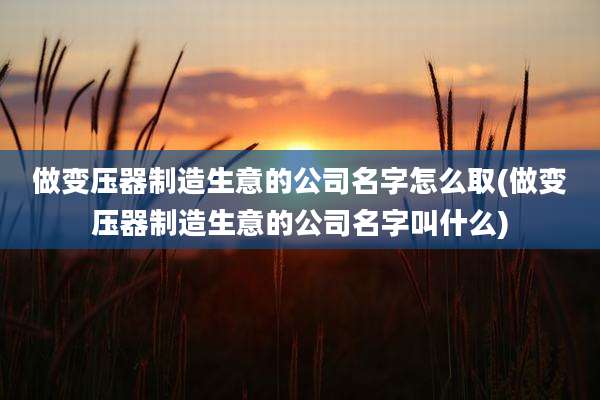 做变压器制造生意的公司名字怎么取(做变压器制造生意的公司名字叫什么)