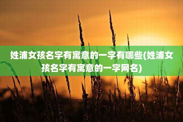 姓浦女孩名字有寓意的一字有哪些(姓浦女孩名字有寓意的一字网名)